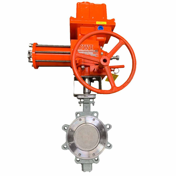 AS10 Spring Failsafe Actuator and 6in HP Butterfly Valve Assembly, 1000 in-lb, Indelac, Pratt