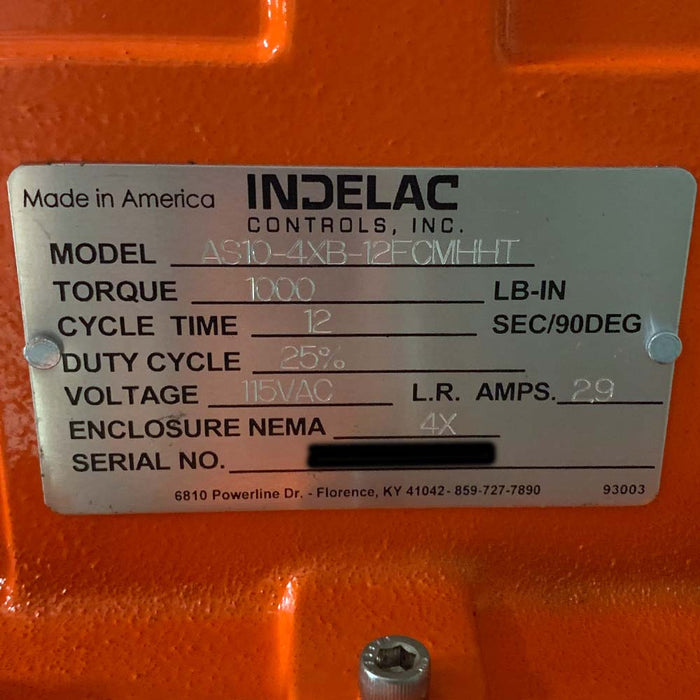 Indelac AS10 Spring Failsafe Electric Actuator, 1000 in-lb Torque
