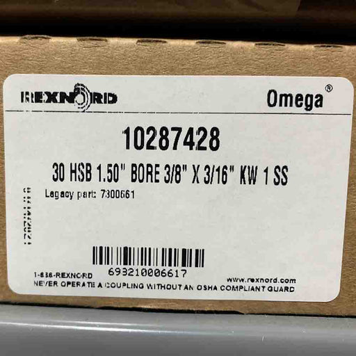Rexnord Omega 7300661 30 HSB Hub Pump Coupler, 10287428, 1.500in. Bore