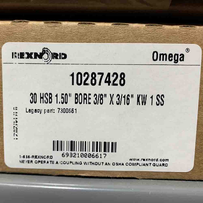 Rexnord Omega 7300661 30 HSB Hub Pump Coupler, 10287428, 1.500in. Bore