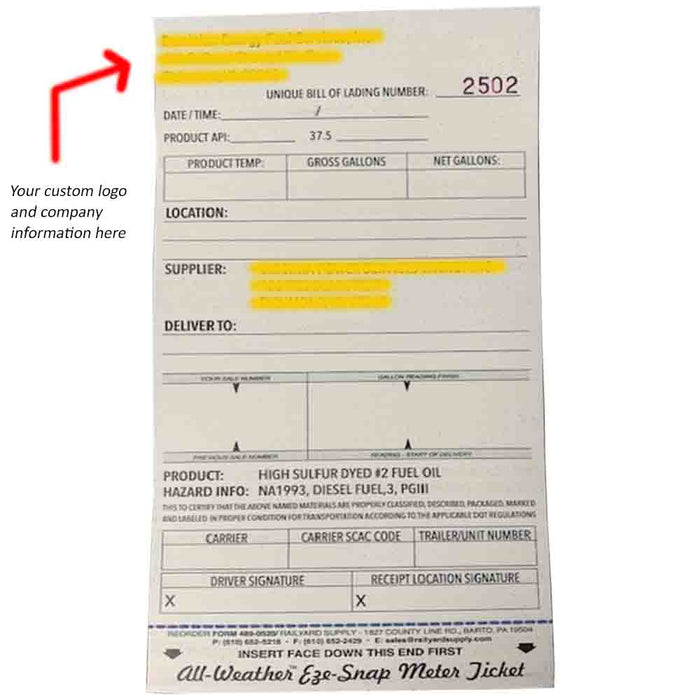 Custom Meter Tickets for Mechanical Register Printers