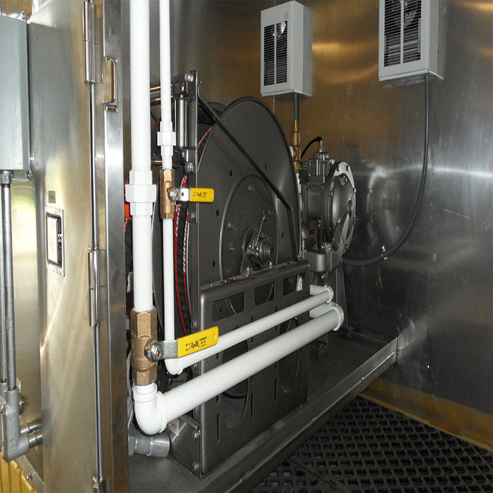CWI Heated Dual Tote Lube Oil Reel Cabinet and Internal Containment