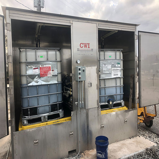 CWI Heated Dual Tote Lube Oil Reel Cabinet and Internal Containment