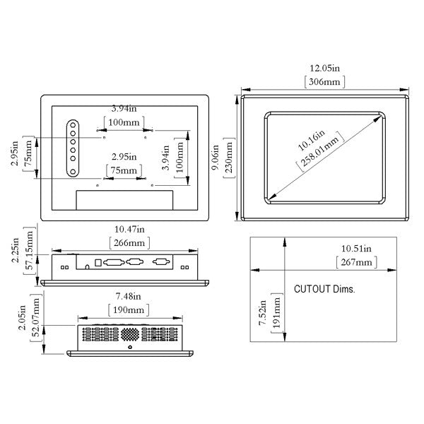 SuperLogics SL-LCD-10A-RTOUCH-SUN-1 10" Industrial Touchscreen Display Monitor for RYDM