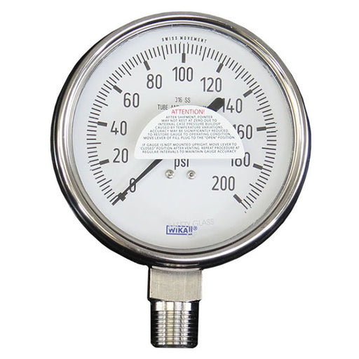 wika 4" certified face 1/2" NPT pressure gauge 9745661 railyardsupply.com