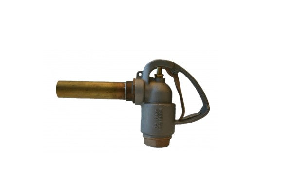 Morrison Brothers Co, 189S, 90 Degree Bulk Fueling Nozzle, Manual shut-off nozzle for use in bulk fueling in pressure applications. Dash pot design for easier opening action and cushioned closure, Integrated hold-open notches, Straight pipe threaded adaptor available. Facilitates custom length spouts for submerged filling, 50 PSI working pressure, 100 PSI cold, non-shock maximum.