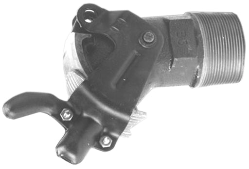 Morrison Brothers Co, 215AN, Oil and Molasses Gate Valve, With Locking Nut, Manually operated shut-off valve, se with heavy oils and other non-flammable viscous fluids stored in non-pressurized containers, Pad-lockable up to and including 2″ size, Locknut option for easy orientation of spout direction, Body: Cast iron, Faceplate: Brass, Handle: Stamped steel. 