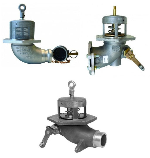 Morrison Brothers Co, 603ALC, 603ALF, 603ALV, Emergency Valve - Male Adapter Outlet with Screen, Tank Truck Emergency Valve - Flanged, Tank Truck Emergency Valve - Victaulic Outlet.