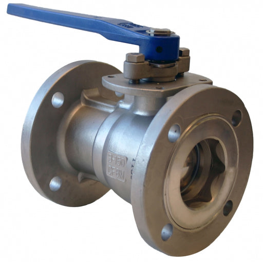 Morrison Brothers Co, 691FS, One Piece Regular Port Flanged Ball Valve, Blowout-proof stem, Adjustable stem packing, 150# raise face flanges, Quarter-turn operation, API 607 4th Edition Fire Safe approval, Temperature rating -50°F (-45.5°C) to 475°F (246°C), 275 PSI maximum operating pressure, Lockable with a padlock, Body, cap, and ball are 316 stainless steel, Seat is ME-PTFE (Molecularly Enhanced PTFE). 
