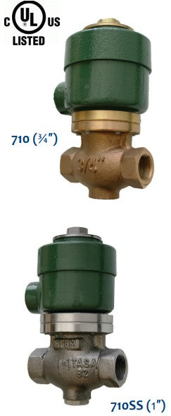 Morrison Brothers Co, 710, 710MO, 710SS, Solenoid Valves, Normally closed solenoid valve, Fuel system solenoid valve, Explosion-proof solenoid valve, Bronze solenoid valve, Stainless steel solenoid valve, Hung piston solenoid valve, Manual override solenoid valve, Zero pressure differential valve. FKM, PTFE.