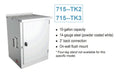 Morrison Brothers Co, 715, AST Remote Fill Box, On Wall. 715 Series 10‑gallon remote fill box, vented weatherproof lockable steel cabinet, 2‑inch and 3‑inch NPT or flange connections, sloped bottom with drain and hand pump, quick or dry disconnect options, vapor recovery compatible, powder‑coated or stainless steel construction, UL‑2583 approved.