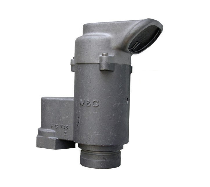 Morrison Brothers Co, 748ALT, Pressure-Vacuum Vent for Ag-Chemical, Vents outward and upward in compliance with NFPA 30, Tri-polar mounting screws for mounting exhaust hood in any of three positions, Optional dryer connections accommodate the installation of
desiccant dryers on vacuum connection, Optional pressure discharge hood facilitates piping pressure relief to desired discharge point. 