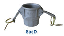 Morrison Brothers Co, 800A, 800B, 800C, 800D, 800E, 800F, 800DC, 800DP, Cam-and-Groove Fitting - Male Adaptor/Female Thread, connect and disconnect components quickly, fluid handling.