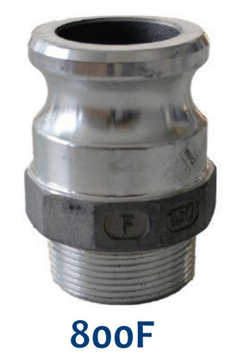 Morrison Brothers Co, 800A, 800B, 800C, 800D, 800E, 800F, 800DC, 800DP, Cam-and-Groove Fitting - Male Adaptor/Female Thread, connect and disconnect components quickly, fluid handling.
