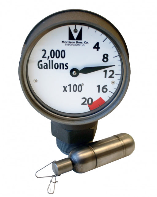Gallon Gauges, 818C, 918C, Liquid Level Reading, Aboveground Storage Tank, Gallons, Liters, Gauge Face Custom, Easy To Install, Vapor Tight, Rotates 360 Degrees, (Red) Visual Indicator, Aluminum, Stainless Steel, Standard Float, Drop Tube Float, 