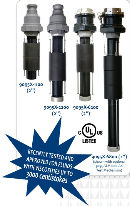 Morrison Brothers Co, 9095X, Overfill Prevention Valves - X Series, 9095X-1100 AV, 9095X-6100 AV, 9095X-2200 AV, 9095X-6200AVEVR, 9095X-2800 AV, 9095X-6800AVEVR, 9095ATM1000 AK, prevent overfilling storage tanks by providing a positive
shut-off during a pressurized fill.