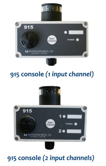 915 tank alarm system for automotive fluid monitoring, AC-powered tank alarm console with audible and visual alerts, Industrial tank alarm for oil, diesel, and automotive fluids, Two-channel tank alarm with configurable outputs, Tank level monitoring alarm for automotive service shops, Tank alarm control console with dual input channels, Configurable tank alarm console for fluid storage tanks, AC-powered tank alarm console with solenoid control, Industrial tank alarm console for automotive fluids.
