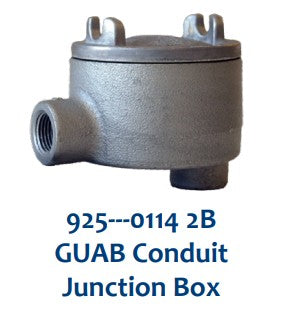 925---0114 2B: UL Listed; NEC/CEC: Class I, Division 1 & 2, Groups C, D;
Class II, Division 1, Groups E, F, G; Class II, Division 2, Groups F, G; Class III;
ANSI Standard: C33.27; CSA listed (File No. 013046, Model GUAB); NE4, 7CD, 9EFGMA 3, 