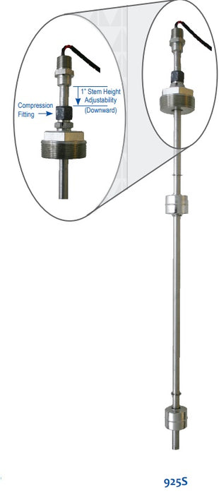 Morrison Brothers Co. 925, 925S, multi-level liquid sensor, float-activated level switch, tank level monitoring device,
adjustable liquid level sensor, industrial liquid level switch, multi-point float sensor, fuel tank level sensor
brass and stainless steel float switch,
UL listed liquid level sensor, Morrison Bros 925 sensor