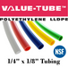 Pneumatic Tubing and Fittings, Hose, Pipe and Fittings, Air Hose, Polyethylene Tubing, Pneumatic Tubing, Polyethylene Tubing, Chemically Inert, BPA Free, UV-Stabilized, Phthalate Free, SF 61® Certified, Black Tubing, Navy Blue Tubing, Green Tubing, Natural Tubing, Red Tubing, Yellow Tubing, Natural Tubing, Value-Tube.  