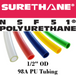 Pneumatic Tubing and Fittings, Hose, Pipe and Fittings, Air Hose, Polyurethane Surethane Pneumatic Tubing, Abrasion-Resistant, Tubing, Black, Clear, Clear Blue, Green, Light Blue, Navy Blue, Red, White, Yellow