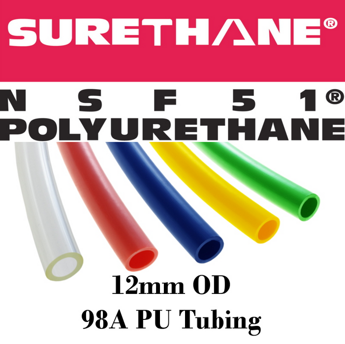 Pneumatic Tubing and Fittings, Hose, Pipe and Fittings, Air Hose, Polyurethane Surethane Pneumatic Tubing, Abrasion-Resistant, Tubing, Black, Clear, Clear Blue, Green, Light Blue, Navy Blue, Red, White, Yellow