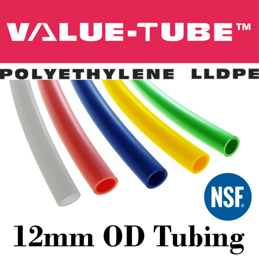 Pneumatic Tubing and Fittings, Hose, Pipe and Fittings, Air Hose, Polyethylene Tubing, Pneumatic Tubing, Polyethylene Tubing, Chemically Inert, BPA Free, UV-Stabilized, Phthalate Free, SF 61® Certified, Black Tubing, Navy Blue Tubing, Green Tubing, Natural Tubing, Red Tubing, Yellow Tubing, Natural Tubing, Value-Tube.  