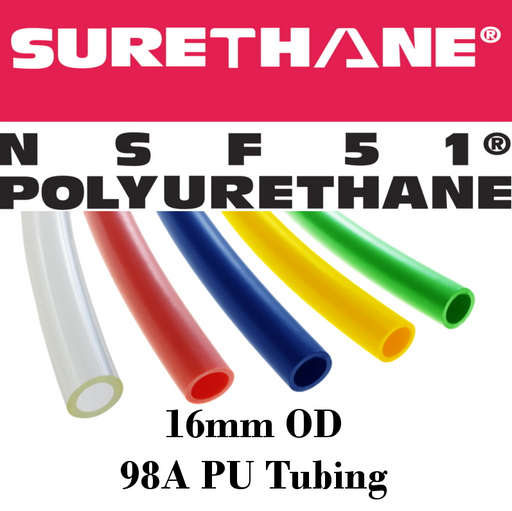 Pneumatic Tubing and Fittings, Hose, Pipe and Fittings, Air Hose, Polyurethane Surethane Pneumatic Tubing, Abrasion-Resistant, Tubing, Black, Clear, Clear Blue, Green, Light Blue, Navy Blue, Red, White, Yellow