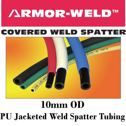 Pneumatic Tubing and Fittings, Pipe and Fittings, Air Hose, Pneumatic Tubing, Armored Jacket Protects Tubing in Welding Environments, Superior Kink-Resistance, High Abrasion-Resistant, UV-Resistant, Oil-Resistant, Flame-Retardant Cover, Resists Hydrolysis, Ozone-Resistant, Connections are Made by Stripping Jacket and Exposing Tubing Core, Resistant Tubing, Spatter Resistant Tubing, Armor-Weld, Tubing, Black Tubing, Green Tubing, Light Blue Tubing, Red Tubing, Yellow Tubing, White Tubing, PU Tubing,