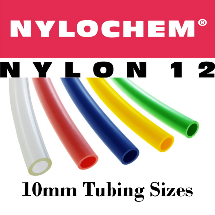 Pneumatic Tubing and Fittings, Hose, Pipe and Fittings, Air Hose, Nylochem® Nylon Pneumatic Tubing, Nylochem® Nylon, Abrasion-Resistant, Tubing, Black Tubing, Clear Tubing, Clear Blue Tubing, Green Tubing, Light Blue Tubing, Navy Blue Tubing, Red Tubing, White Tubing, Yellow Tubing