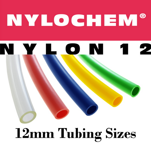 Pneumatic Tubing and Fittings, Hose, Pipe and Fittings, Air Hose, Nylochem® Nylon Pneumatic Tubing, Nylochem® Nylon, Abrasion-Resistant, Tubing, Black Tubing, Clear Tubing, Clear Blue Tubing, Green Tubing, Light Blue Tubing, Navy Blue Tubing, Red Tubing, White Tubing, Yellow Tubing