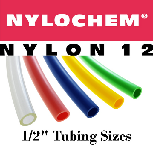 Pneumatic Tubing and Fittings, Hose, Pipe and Fittings, Air Hose, Nylochem® Nylon Pneumatic Tubing, Nylochem® Nylon, Abrasion-Resistant, Tubing, Black Tubing, Clear Tubing, Clear Blue Tubing, Green Tubing, Light Blue Tubing, Navy Blue Tubing, Red Tubing, White Tubing, Yellow Tubing