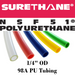 Pneumatic Tubing and Fittings, Hose, Pipe and Fittings, Air Hose, Polyurethane Surethane Pneumatic Tubing, Abrasion-Resistant, Tubing, Black, Clear, Clear Blue, Green, Light Blue, Navy Blue, Red, White, Yellow