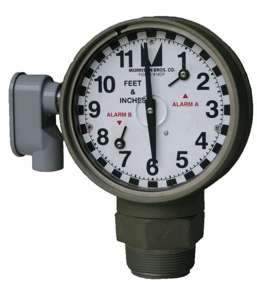 Morrison 918DP, Dual Point Clock Gauge, Tank level gauge, Liquid level monitoring, 
Storage tank alarm gauge