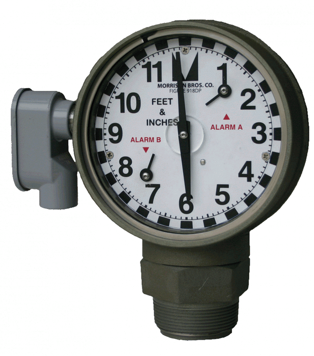 Morrison 918DP, Dual Point Clock Gauge, Tank level gauge, Liquid level monitoring, 
Storage tank alarm gauge