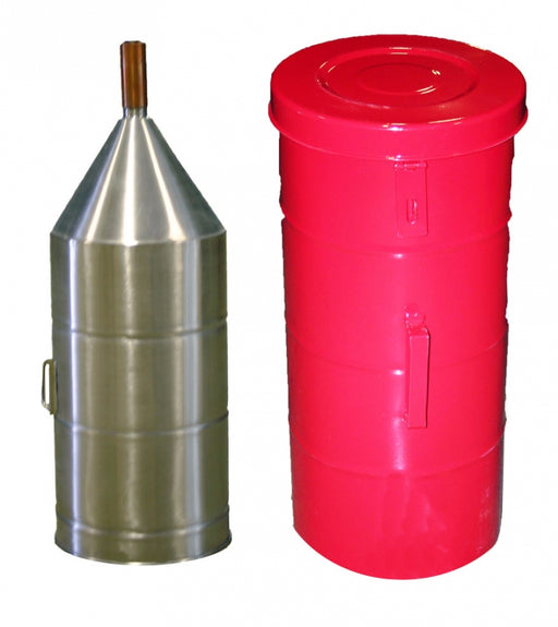 Morrison Brothers Co. FIg 449,  Funnels, Carrying Case, 5 gallon stainless steel test measure, liquid dispensing calibration container, OIML R-120 calibrated test measure, NIST Handbook 105-3 compliant measure, 
API standard calibration measure, graduated neck calibration container,  precision liquid measurement tool, 
concave bottom stainless steel measure, fuel dispenser calibration equipment, metered output verification tool. 