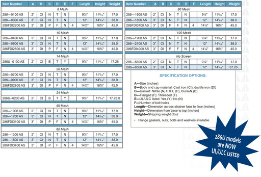 Morrison Brothers Co, 286, 286U, 286FDI, Top Clean-Out Line Strainer - Threaded, Cast Iron, Top Clean-Out Line Strainer - Threaded, Cast Iron with UL Listed Strainer, Top Clean-Out Line Strainer - Flanged, Ductile Iron, horizontal pipelines, filter debris, protect downstream equipment. 