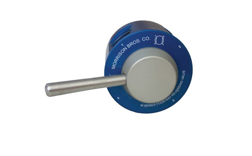 Morrison Brothers Co, M100, Four-Way Reversing Valve, directional flow control valve, used to simplify the filling and emptying of waste oil containers, for transferring fluids from bulk supply to other tanks. 