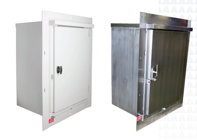 Morrison Brothers Co, 715F, 715FS, remote fill box, 7-gallon capacity
cabinet, provides containment of small spills during tank
filling operations, Each unit is supplied with wall mounting
flanges for easy installation.