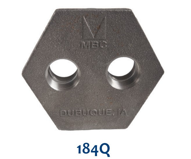 Morrison Brothers Co, 184Q, Quad Tapped Bushings, Female openings are threaded from the top and threaded from the bottom. 