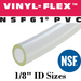 Pneumatic Tubing and Fittings, Hose, Pipe and Fittings, Air Hose, Vinyl-Flex™ PVC Hose, Pneumatic Tubing, Vinyl-Flex™ PVC Hose, Certified for Direct Contact with Potable Water Food & Beverage, Lightweight and Flexible, Phthalate Free, PVC, PVC Hose, Clear Hose, Low Pressure Applications, Fluid, Compressed Gases.