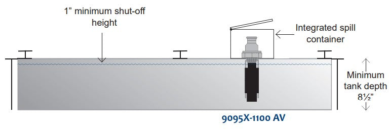 Morrison Brothers Co, 9095X, Overfill Prevention Valves - X Series, 9095X-1100 AV, 9095X-6100 AV, 9095X-2200 AV, 9095X-6200AVEVR, 9095X-2800 AV, 9095X-6800AVEVR, 9095ATM1000 AK, prevent overfilling storage tanks by providing a positive
shut-off during a pressurized fill.