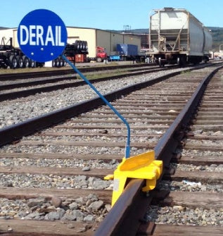 898020-201-01L Portable Derails, Yellow, Left Hand Throw, Blue Flag Included