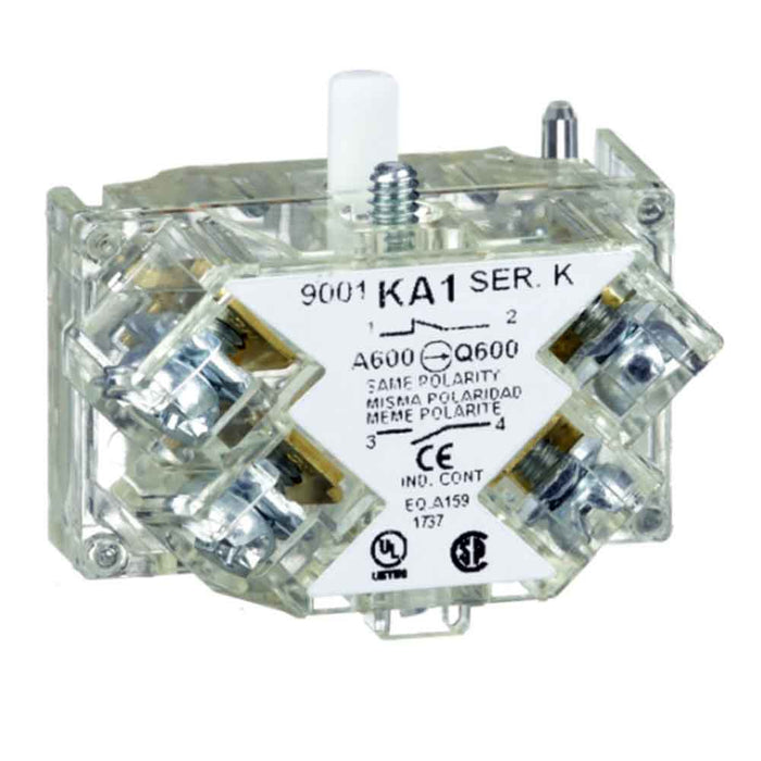 9001KA1 Contact Block for 30mm Push Buttons Types K, SK, KX, 1 NO, 1 NC