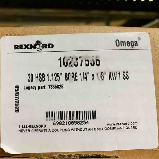 Rexnord Omega 7385825 30 HSB Hub Pump Coupler, 10287556, 1.125in. Bore