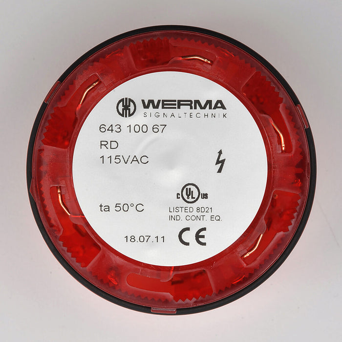 Werma Stack Lights 64310067 Red Flashing Light Element, 70mm