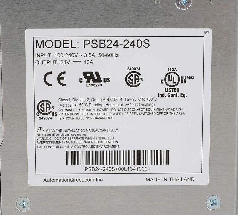 Rhino PSB24-240S 10A Power Supply, 24-28 VDC Output